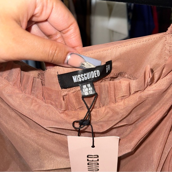 Missguided Mauve Puff Sleeve Milkmaid Corset Top Womens Size 12 New NWT Romantic - Picture 6 of 9